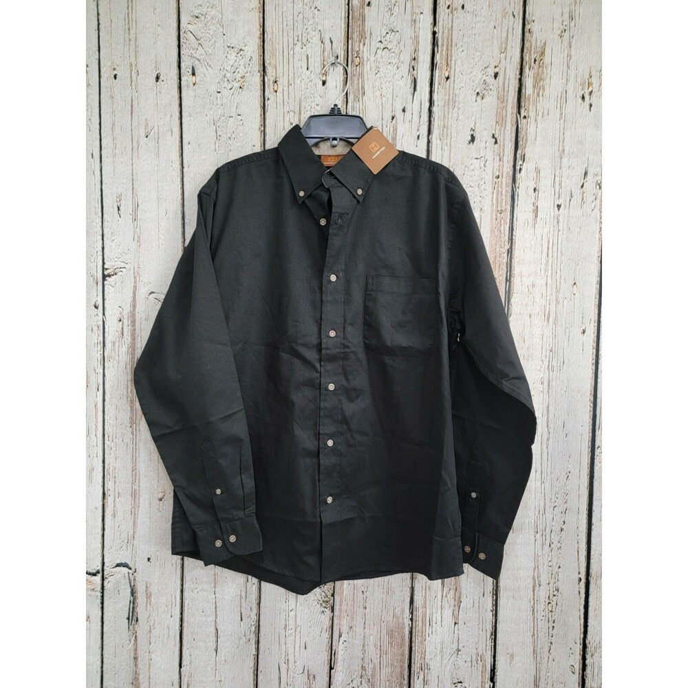 Harriton M500 Easy Blend Twill Dress Shirt Black Button Up‎ Men's Medium NEW